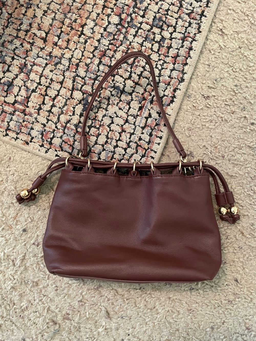 J crew small drawstring leather handbag